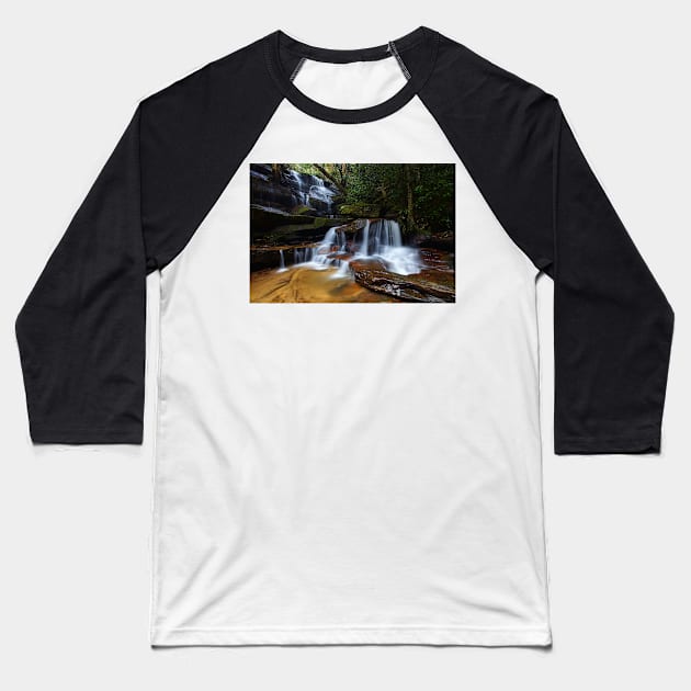 Tranquil waterfall Baseball T-Shirt by dags